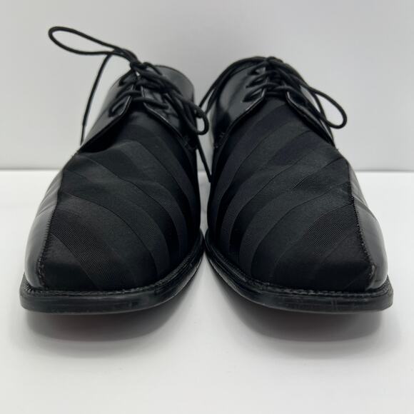 Bolano 185-000 Black Striped Satin Upper Square Toe Derby Mens 11 Dress Shoes - Picture 2 of 8